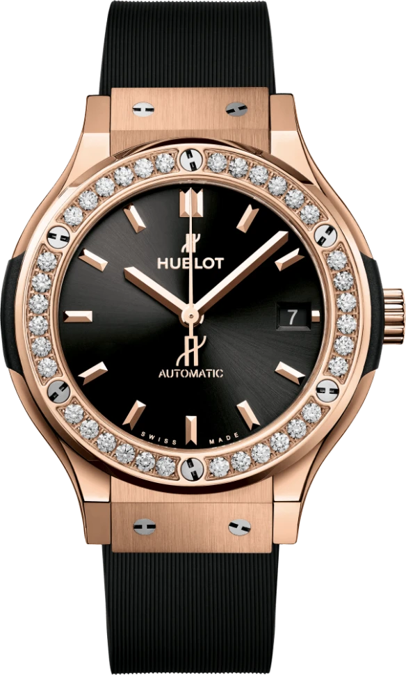 Купить копии элитных часов  Hublot Classic Fusion King Gold Diamonds 565.OX.1480.RX.1204: в наличии!