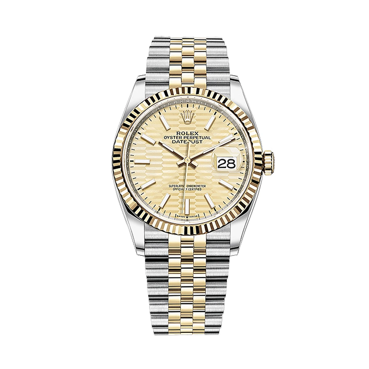 Купить копии элитных часов  Rolex Datejust 36mm Steel &amp; Yellow Gold Fluted Motif 126233: в наличии!