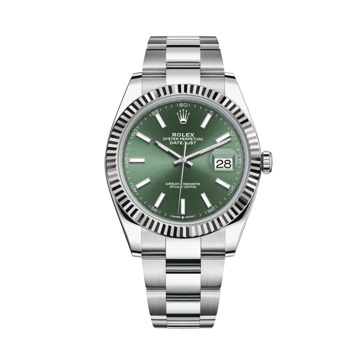 Купить копии элитных часов  Rolex Datejust 41mm Steel &amp; White Gold Mint Green Dial 126334: в наличии!
