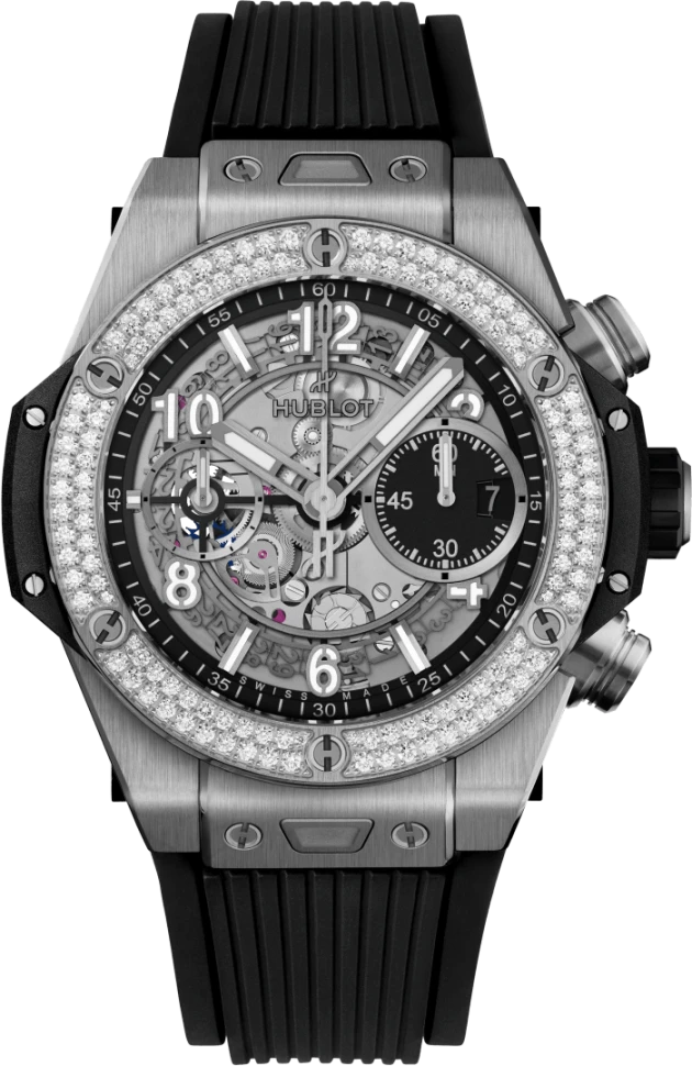 Купить копии элитных часов  Hublot Big Bang Unico Titanium Diamonds 441.NX.1171.RX.1104: в наличии!