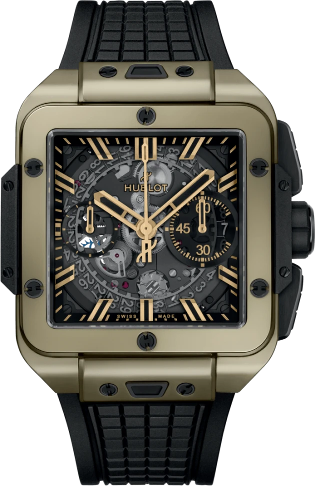 Купить копии элитных часов  Hublot Shaped Square Bang Unico Magic Gold 821.MX.0130.RX: в наличии!