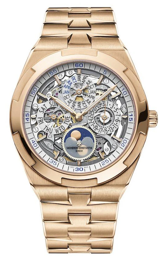 Купить копии элитных часов  Vacheron Constantin Overseas Perpetual Calendar Ultra Thin Skeleton 4300V/120R-B547: в наличии!