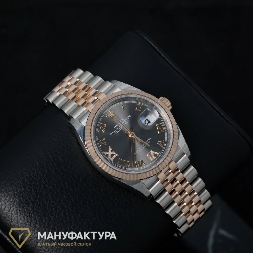 Купить копии элитных часов  Rolex Datejust 36mm Steel and Everose Gold Slate and 6, 9 Diamonds 126231: в наличии!