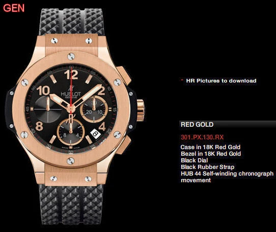 Купить копии элитных часов  Hublot Big Bang Gold 44 301.PX.130.RX: в наличии!