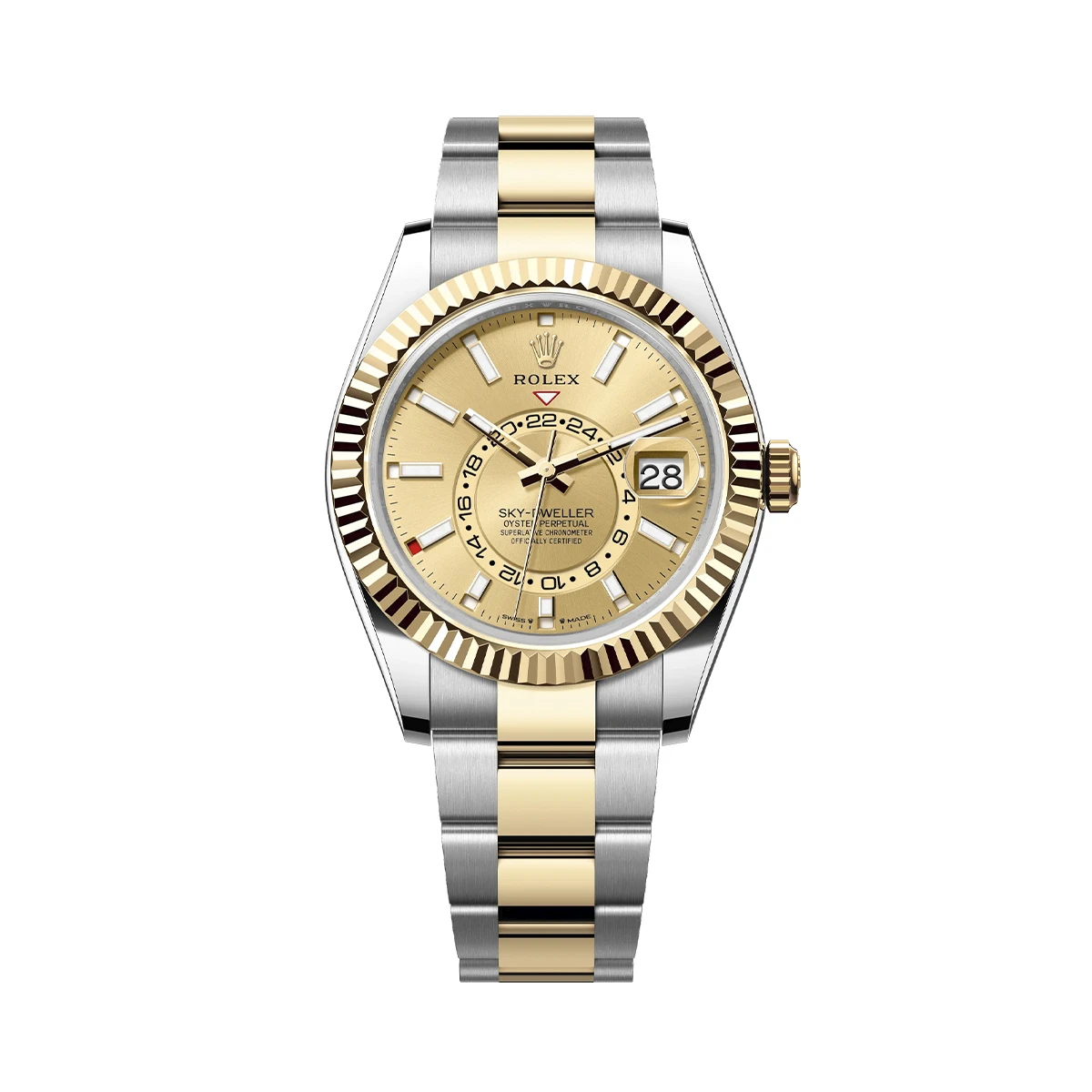 Купить копии элитных часов  Rolex Sky-Dweller Steel &amp; Yellow Gold Champagne Dial 336933: в наличии!