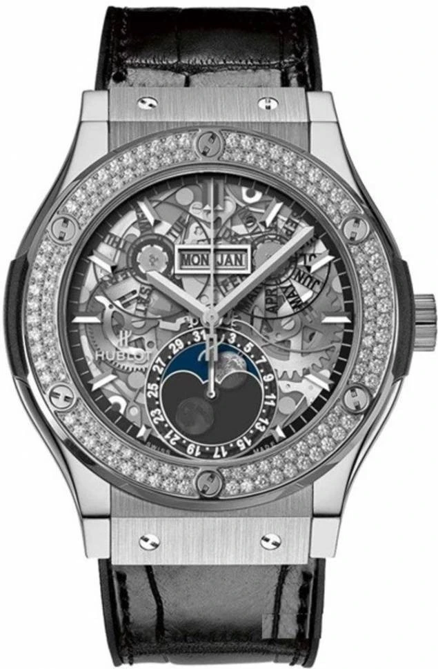 Купить копии элитных часов  Hublot Classic Aerofusion Moonphase Titanium 547.NX.0170.LR.1704: в наличии!