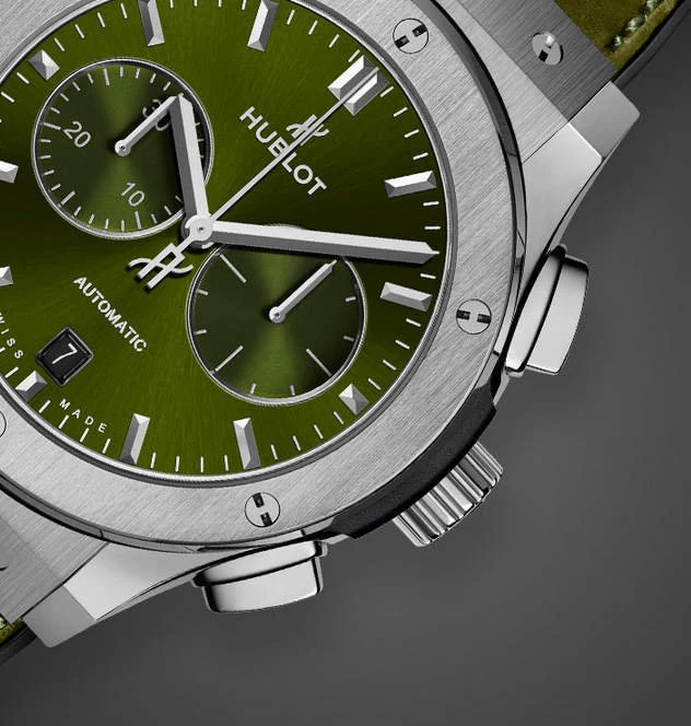 Купить копии элитных часов  Hublot Classic Fusion Chronograph Titanium Green 541.NX.8970.LR: в наличии!