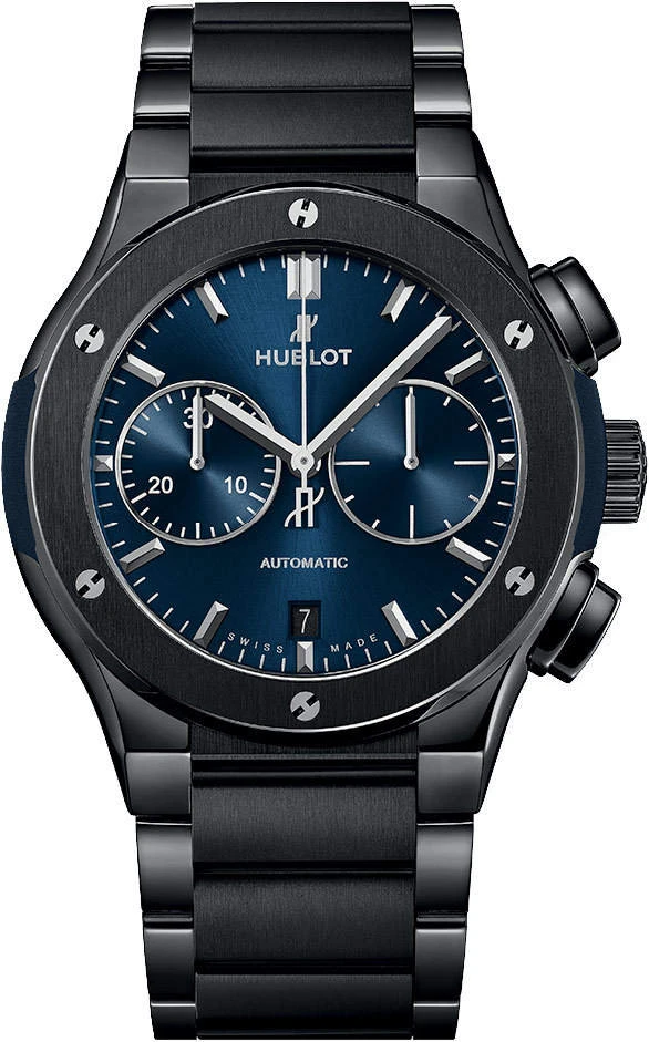 Купить копии элитных часов  Hublot Classic Fusion Chronograph Ceramic Blue Bracelet 520.cm.7170.cm: в наличии!