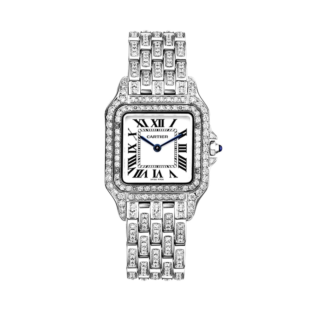 Купить копии элитных часов  Cartier Medium Panthere de Cartier Custom Diamonds Full Pave WSPN0007 FIX: в наличии!