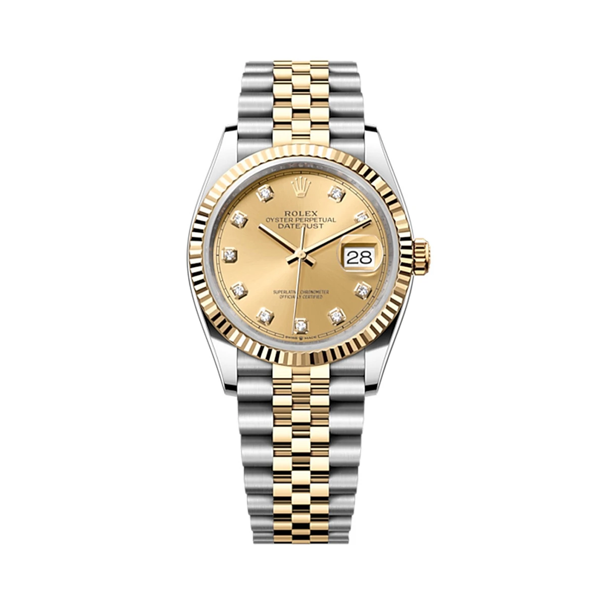 Купить копии элитных часов  Rolex Datejust 36mm Champagne Diamond Dial 126233: в наличии!