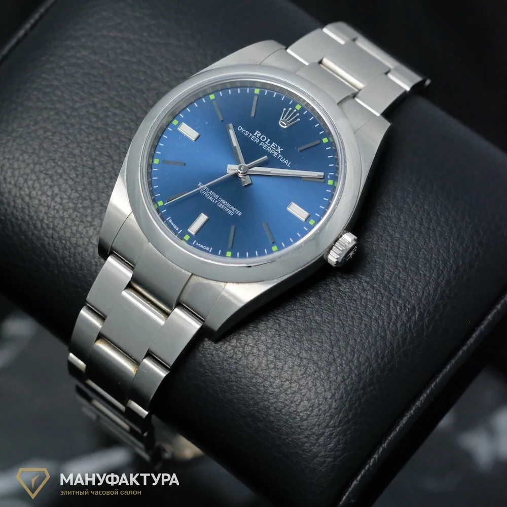 Купить копии элитных часов  Rolex Oyster Perpetual 39mm Blue Dial 114300: в наличии!
