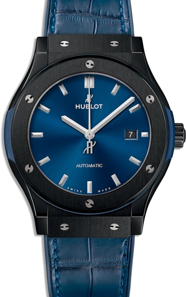 Купить копии элитных часов  Hublot Classic Fusion Ceramic Blue 42 mm 542.CM.7170.LR: в наличии!