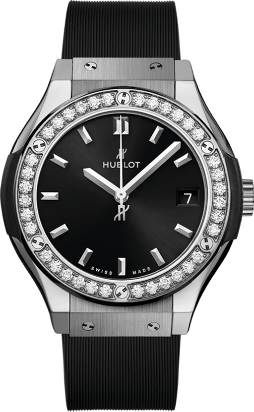 Купить копии элитных часов  Hublot Classic Fusion Titanium Diamonds 581.NX.1470.RX.1104: в наличии!