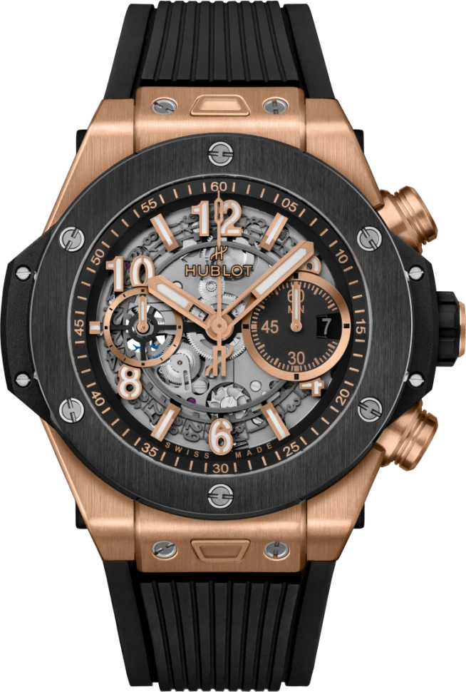 Купить копии элитных часов  Hublot Big Bang Unico King Gold Ceramic 421.OM.1180.RX: в наличии!
