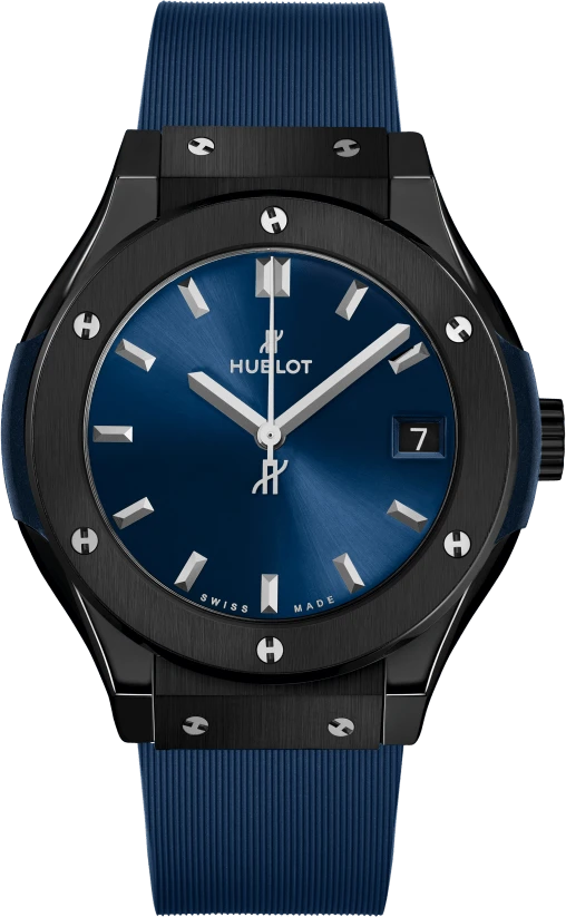 Купить копии элитных часов  Hublot Classic Fusion Ceramic Blue 33 mm 581.CM.7170.RX: в наличии!