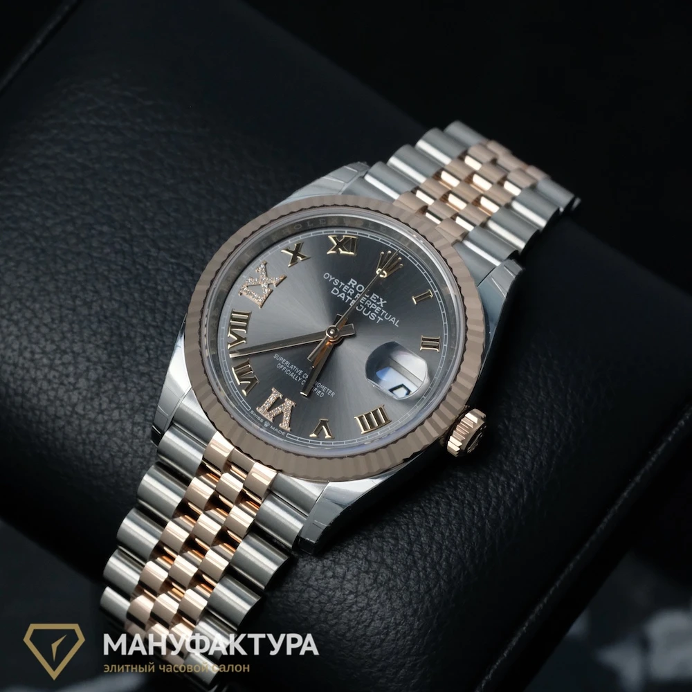 Купить копии элитных часов  Rolex Datejust 36mm Steel and Everose Gold Slate and 6, 9 Diamonds 126231: в наличии!