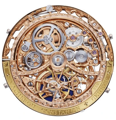 Купить копии элитных часов  Vacheron Constantin Overseas Perpetual Calendar Ultra Thin Skeleton 4300V/120R-B547: в наличии!
