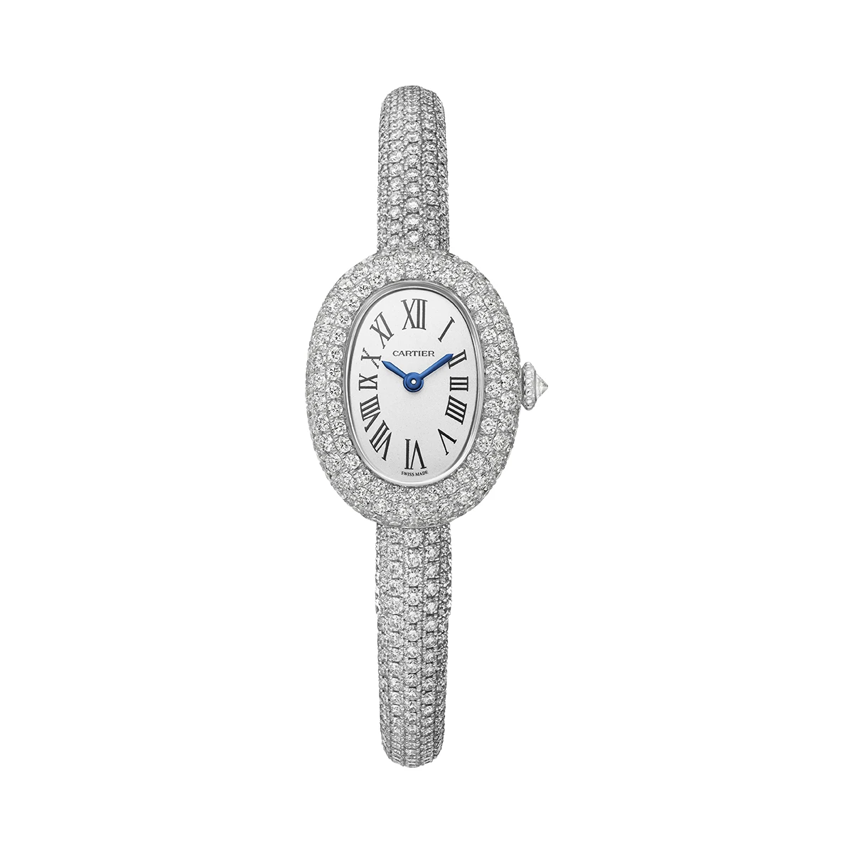 Купить копии элитных часов  Cartier Custom Baignoire Full Diamonds Pave Size 16 White Gold HPI01607: в наличии!