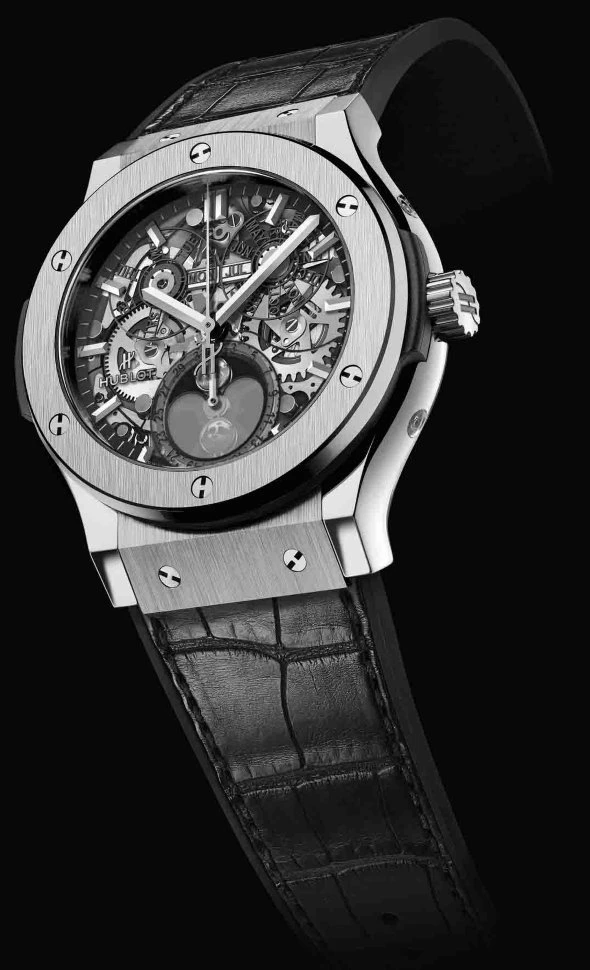 Купить копии элитных часов  Hublot Classic Fusion Aeromoon Titanium 517.NX.0170.LR: в наличии!