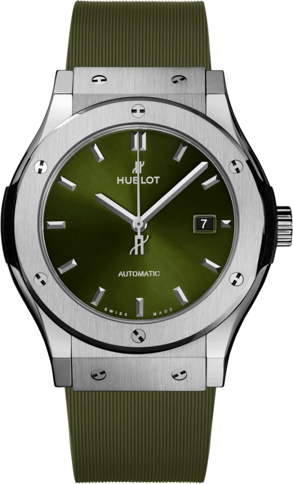 Купить копии элитных часов  Hublot Classic Fusion Titanium Green 42 mm 542.NX.8970.RX: в наличии!