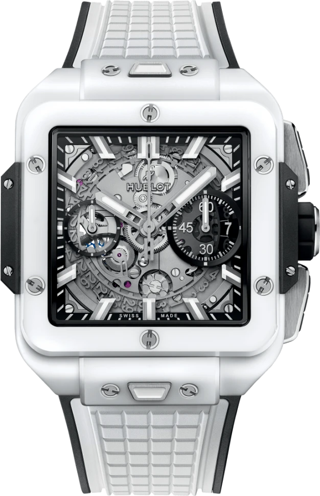Купить копии элитных часов  Hublot Shaped Square Bang Unico White Ceramic 821.HX.0170.RX: в наличии!