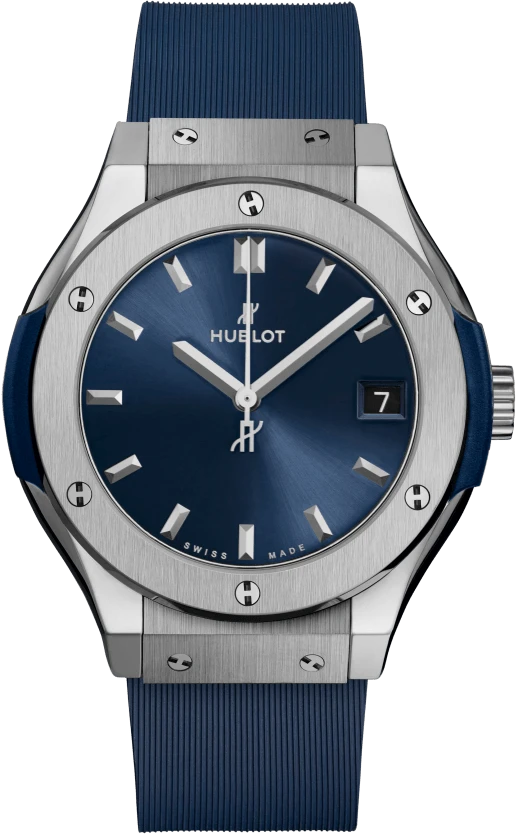 Купить копии элитных часов  Hublot Classic Fusion Titanium Blue 33 mm 581.NX.7170.RX: в наличии!