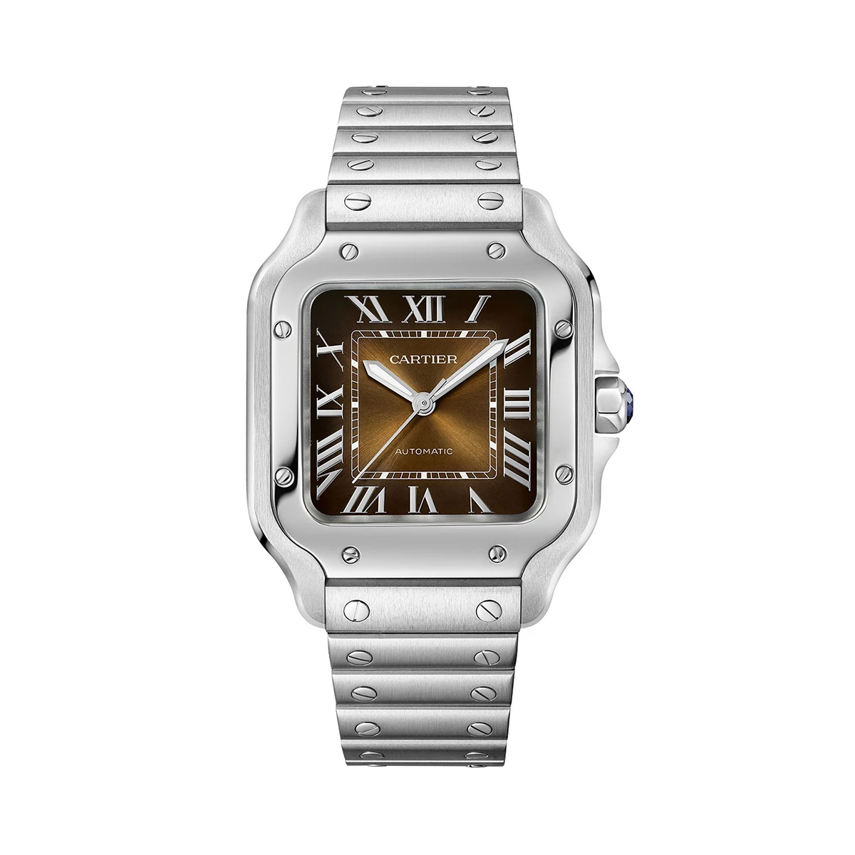 Купить копии элитных часов  Cartier Santos De Cartier Brown Dial Medium WSSA0065: в наличии!