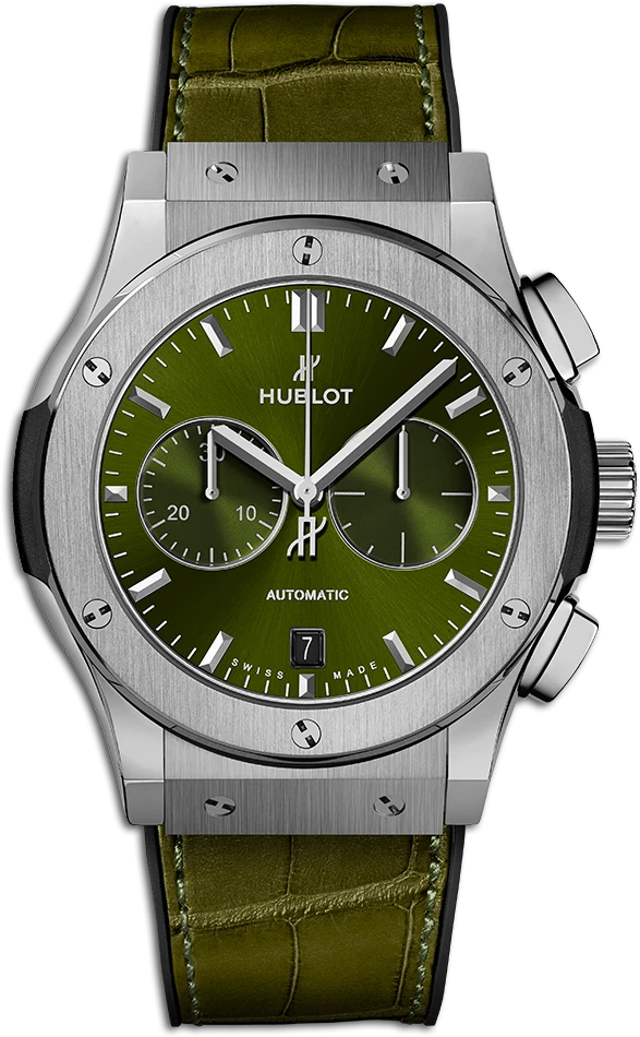 Купить копии элитных часов  Hublot Classic Fusion Chronograph Titanium Green 541.NX.8970.LR: в наличии!