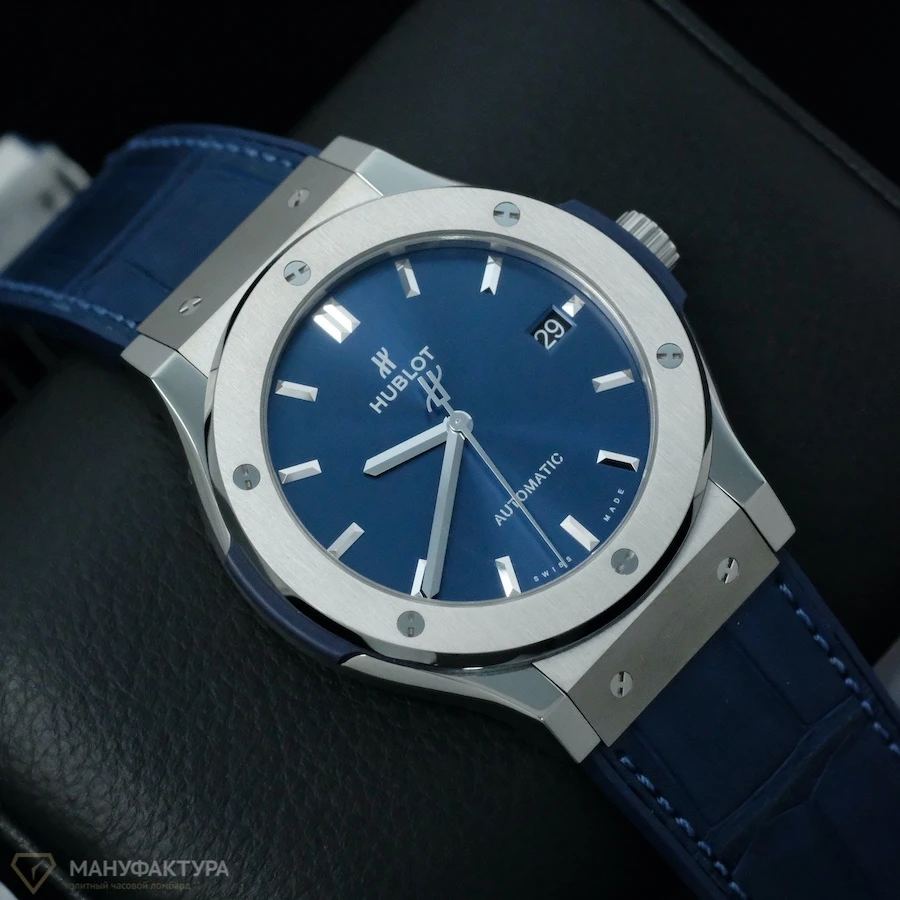 Купить копии элитных часов  Hublot Classic Fusion Blue Titanium 45 mm 511.NX.7170.LR: в наличии!