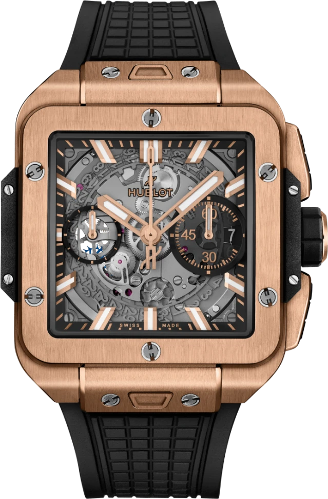 Купить копии элитных часов  Hublot Square Bang Unico King Gold 821.OX.0180.RX: в наличии!