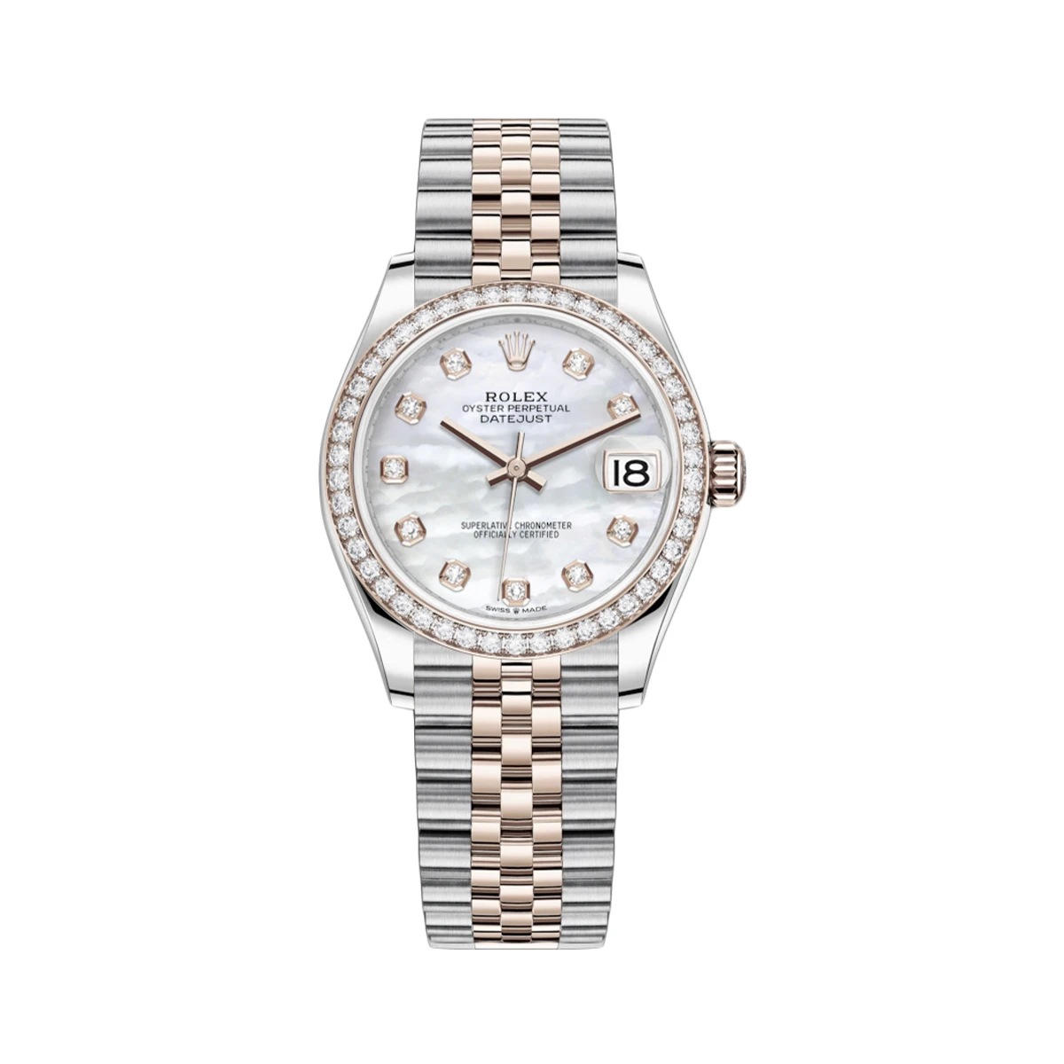 Купить копии элитных часов  Rolex Datejust 31mm Steel and Everose Gold Diamonds 278381RBR MOP: в наличии!