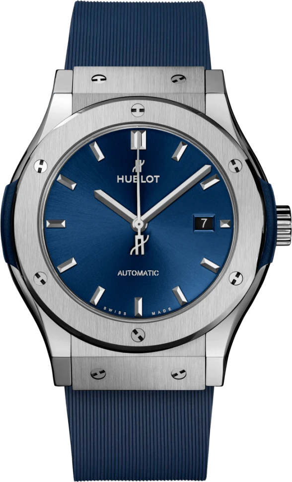 Купить копии элитных часов  Hublot Classic Fusion Titanium Blue 42 mm 542.NX.7170.RX: в наличии!