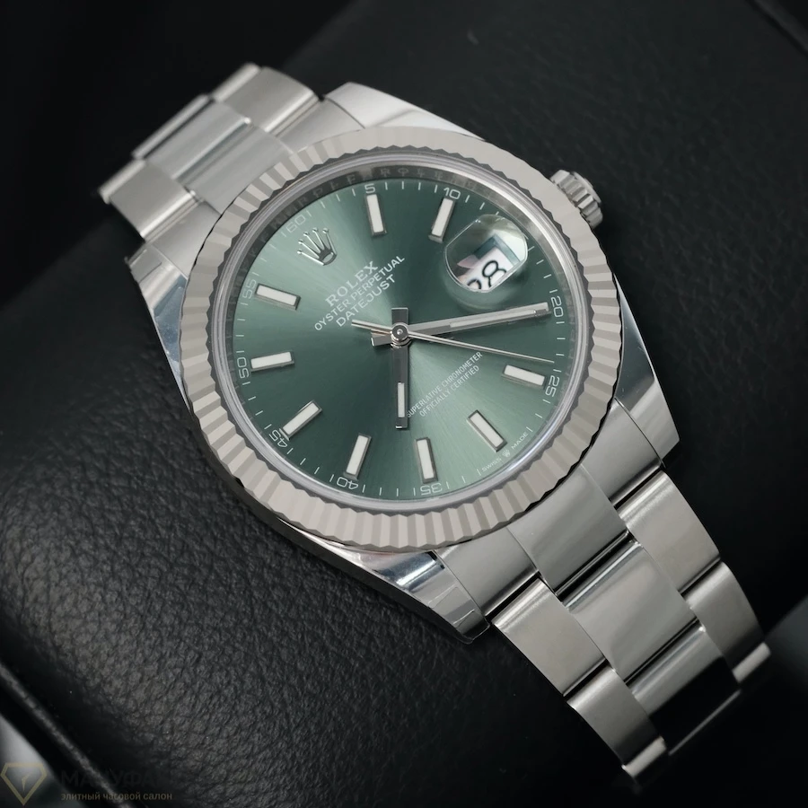 Купить копии элитных часов  Rolex Datejust 41mm Steel &amp; White Gold Mint Green Dial 126334: в наличии!