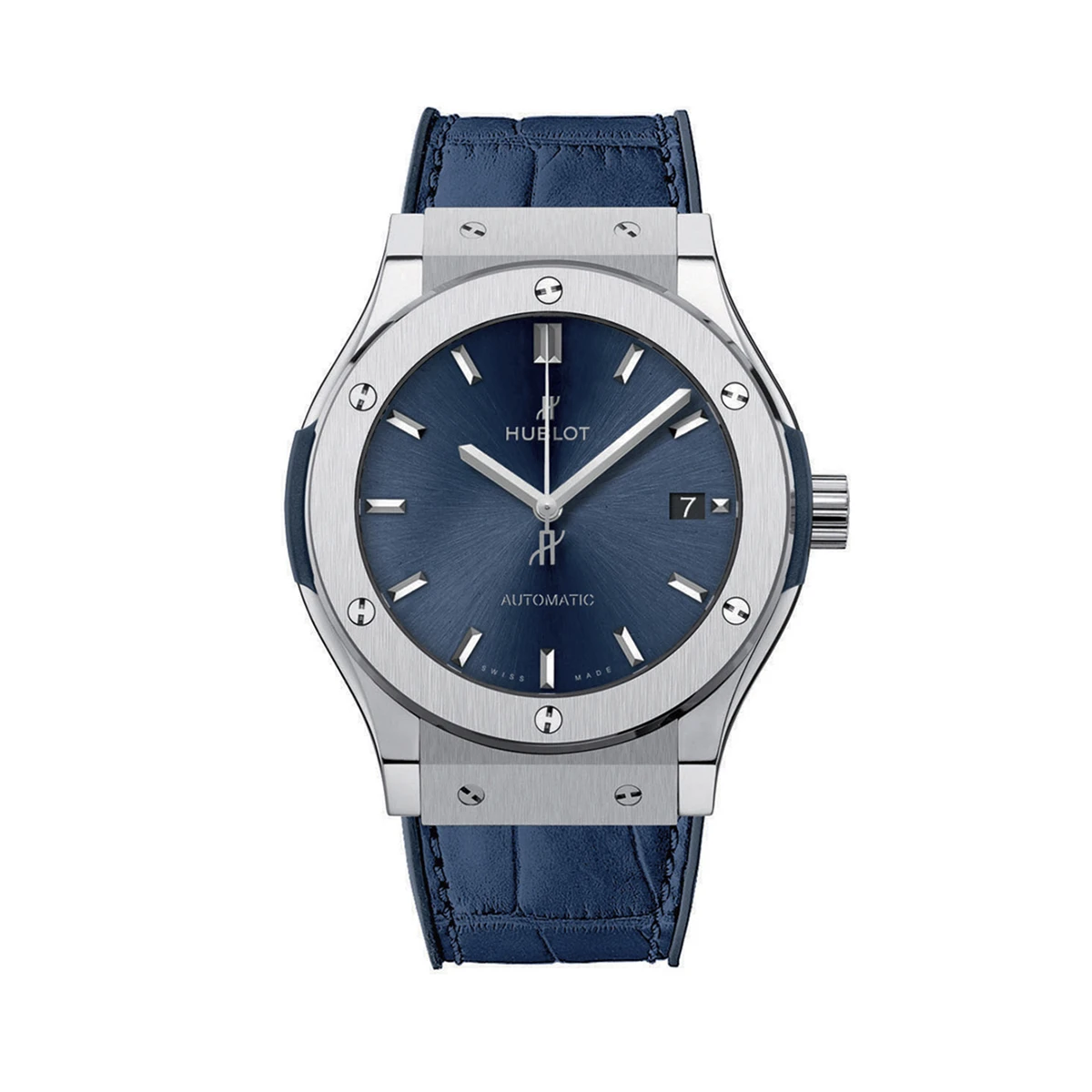Купить копии элитных часов  Hublot Fusion 45mm Blue Titanium Leather 511.NX.7170.RX: в наличии!