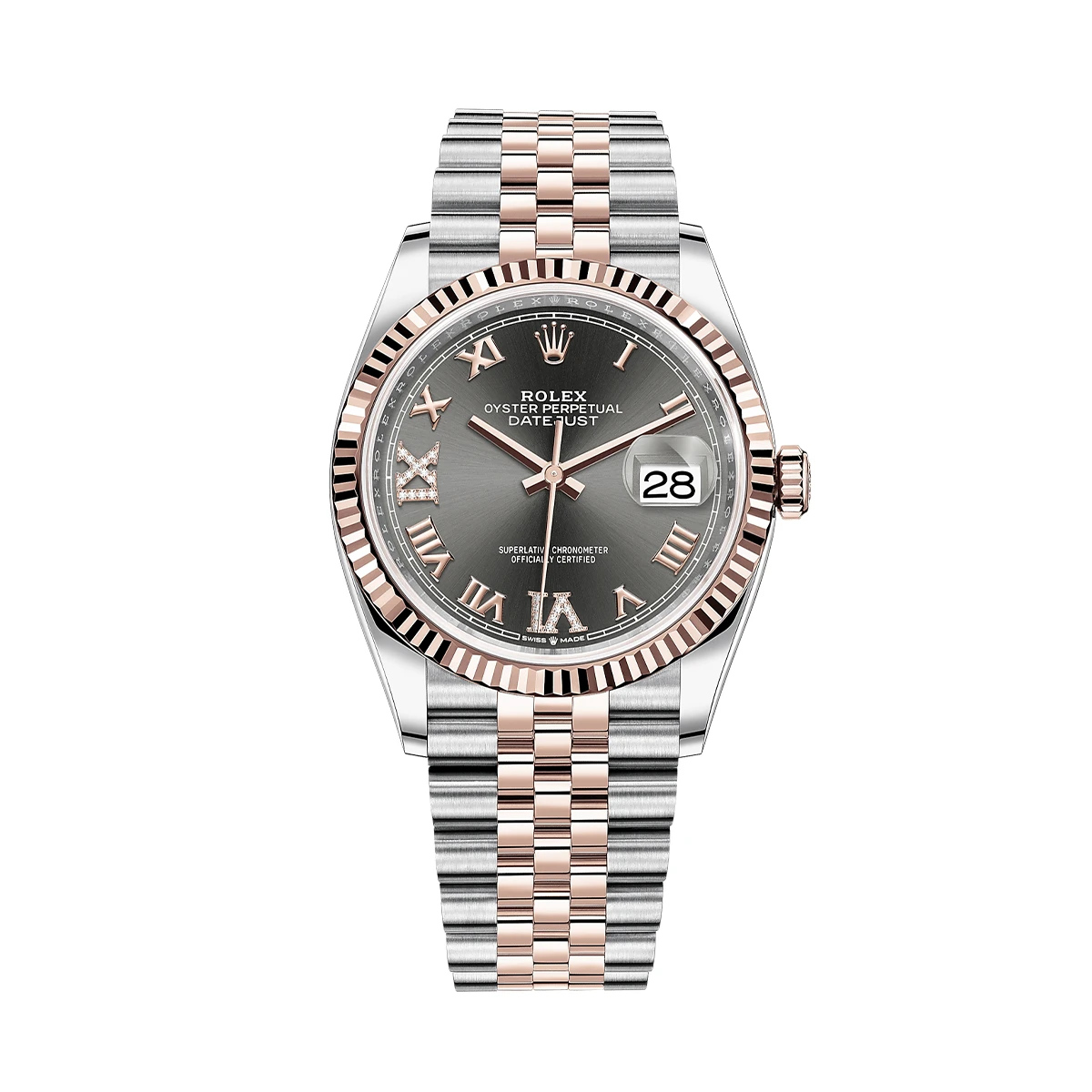 Купить копии элитных часов  Rolex Datejust 36mm Steel and Everose Gold Slate and 6, 9 Diamonds 126231: в наличии!