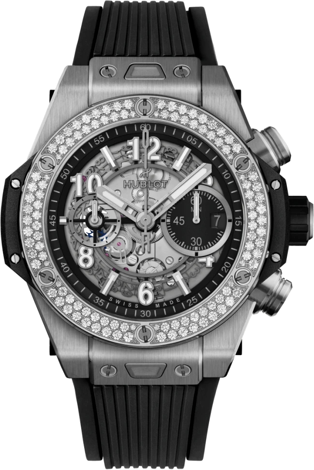 Купить копии элитных часов  Hublot Big Bang Unico Titanium Diamonds 421.NX.1170.RX.1104: в наличии!