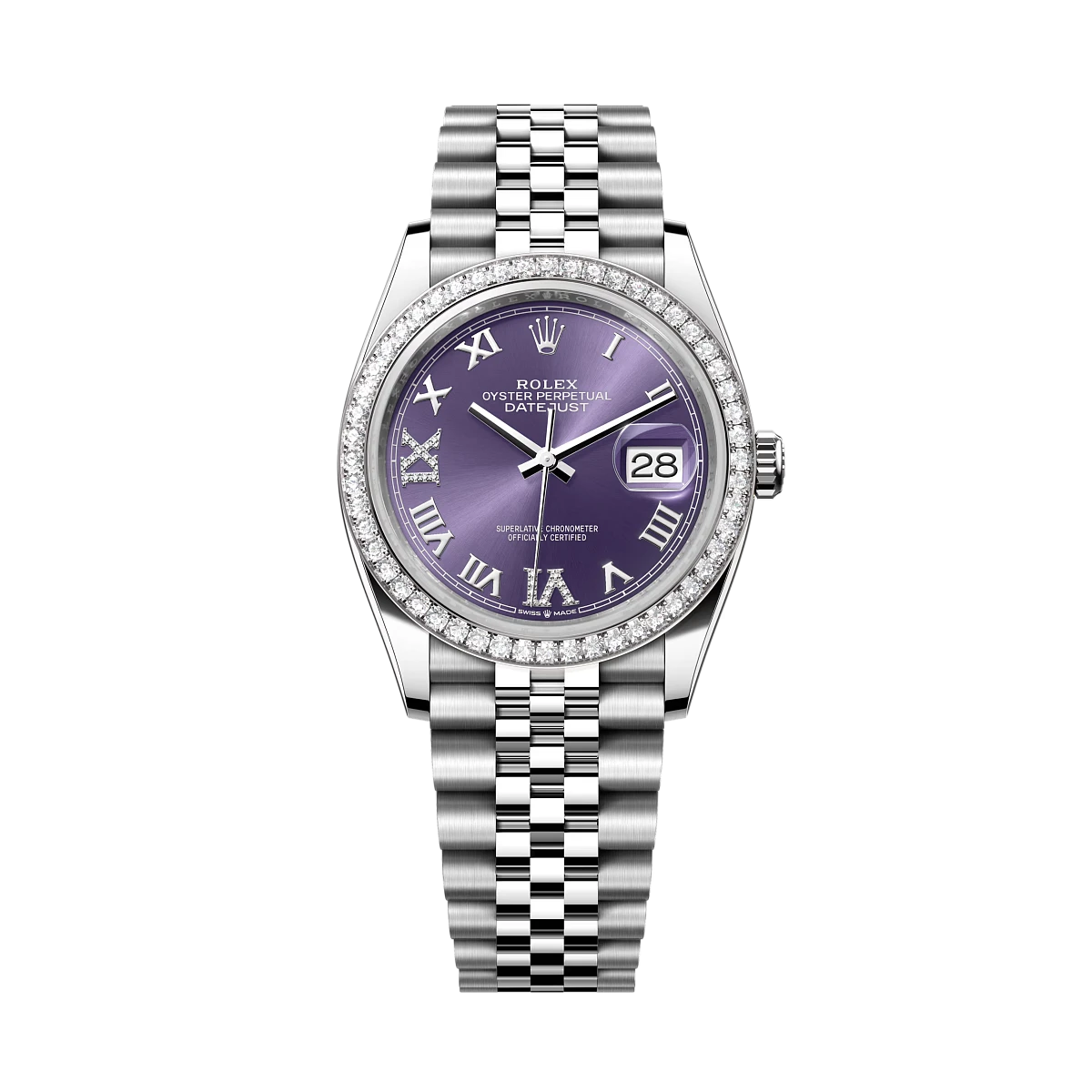 Купить копии элитных часов  Rolex Datejust 36 Oyster steel, white gold and diamonds 126284RBR: в наличии!