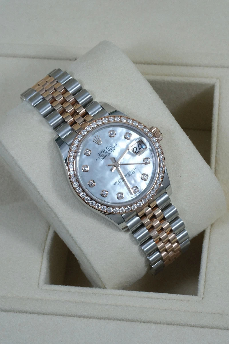 Купить копии элитных часов  Rolex Datejust 31mm Steel and Everose Gold Diamonds 278381RBR MOP: в наличии!