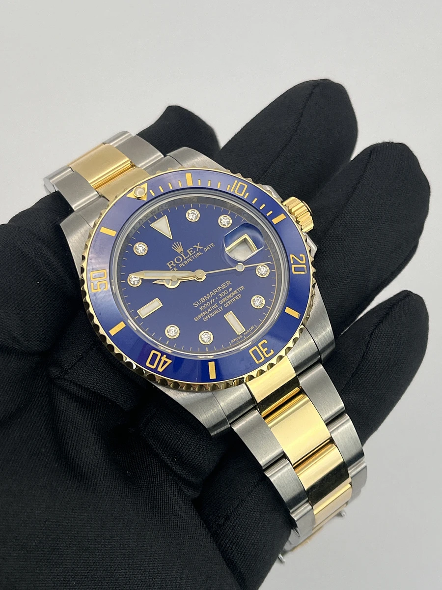 Купить копии элитных часов  Rolex Submariner Blue Diamonds Dial 116613LB: в наличии!