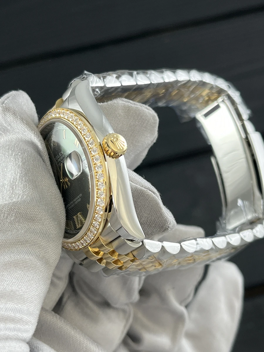 Купить копии элитных часов  Rolex Datejust 36mm Oystersteel Yellow Gold and Diamonds Green Dial 126283RBR: в наличии!
