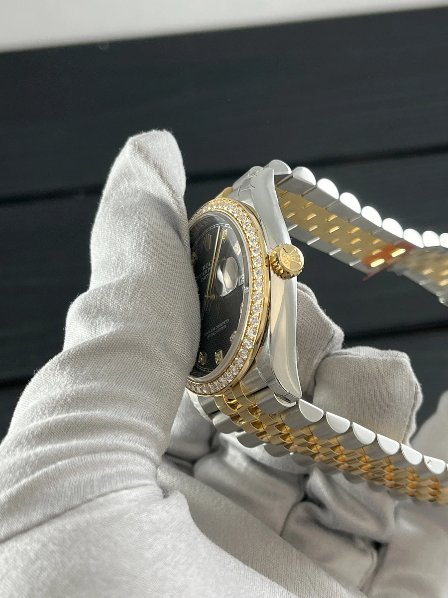 Купить копии элитных часов  Rolex Datejust 36mm Oystersteel Yellow Gold and Diamonds Black Dial 126283RBR: в наличии!