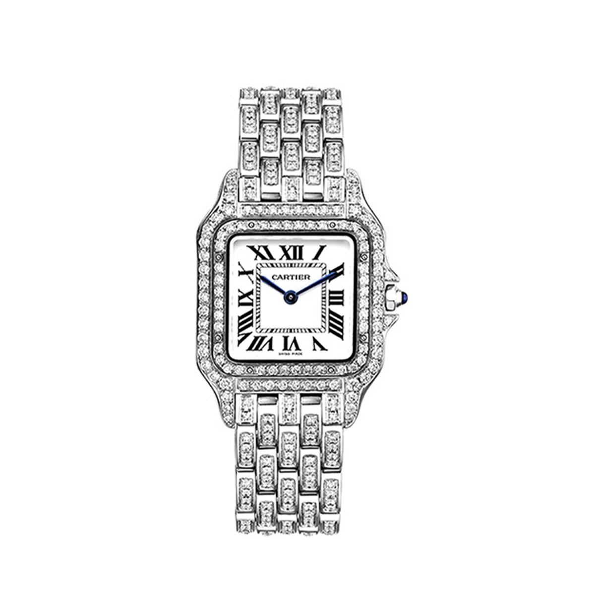 Купить копии элитных часов  Cartier Small Panthere de Cartier Custom Diamonds Full Pave WSPN0006 FIX: в наличии!