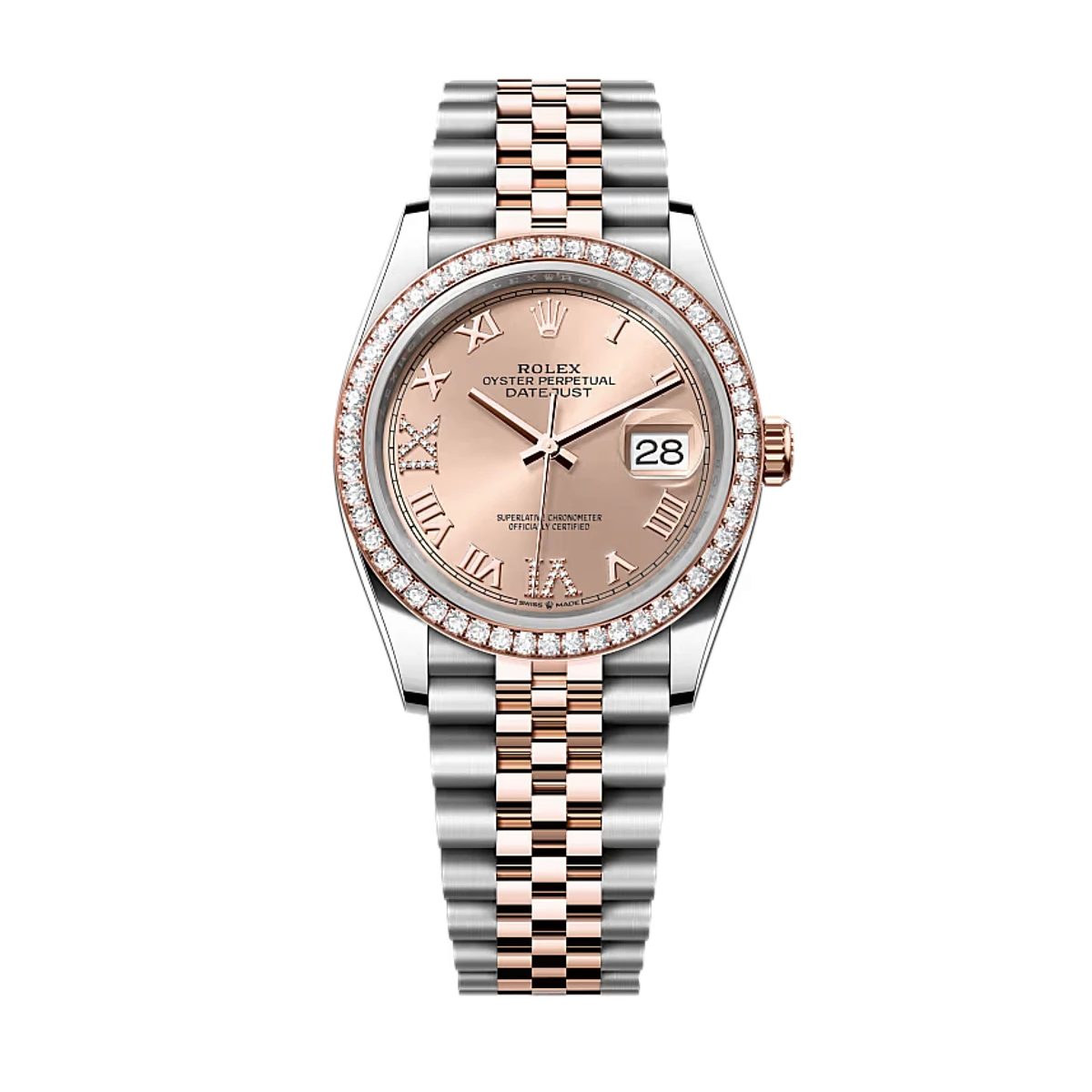 Купить копии элитных часов  Rolex Datejust 36 Oyster Oystersteel Everose gold and Diamonds 126281RBR: в наличии!