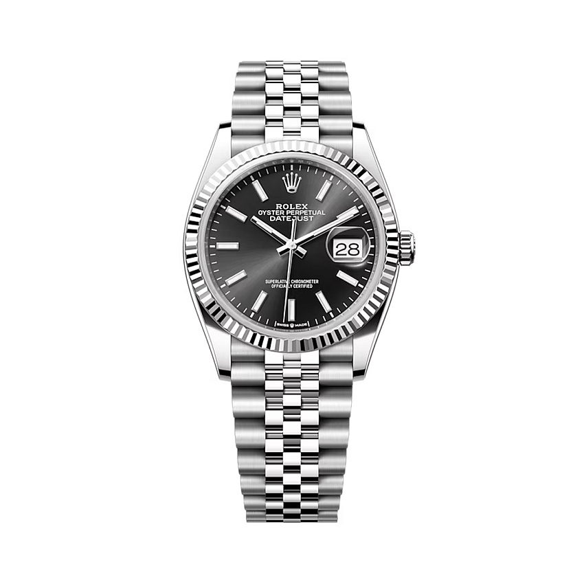 Datejust 36mm Steel & White Gold Black dial