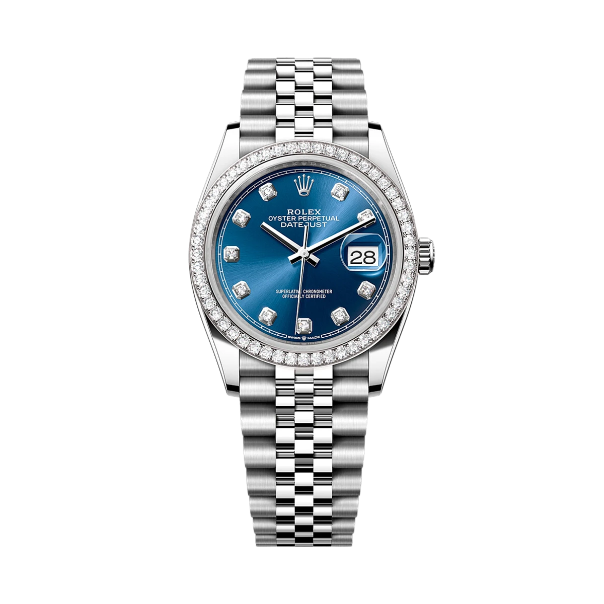 Купить копии элитных часов  Rolex OYSTER PERPETUAL DATEJUST 36 Diamonds Bezel Blue Dial 126284RBR: в наличии!