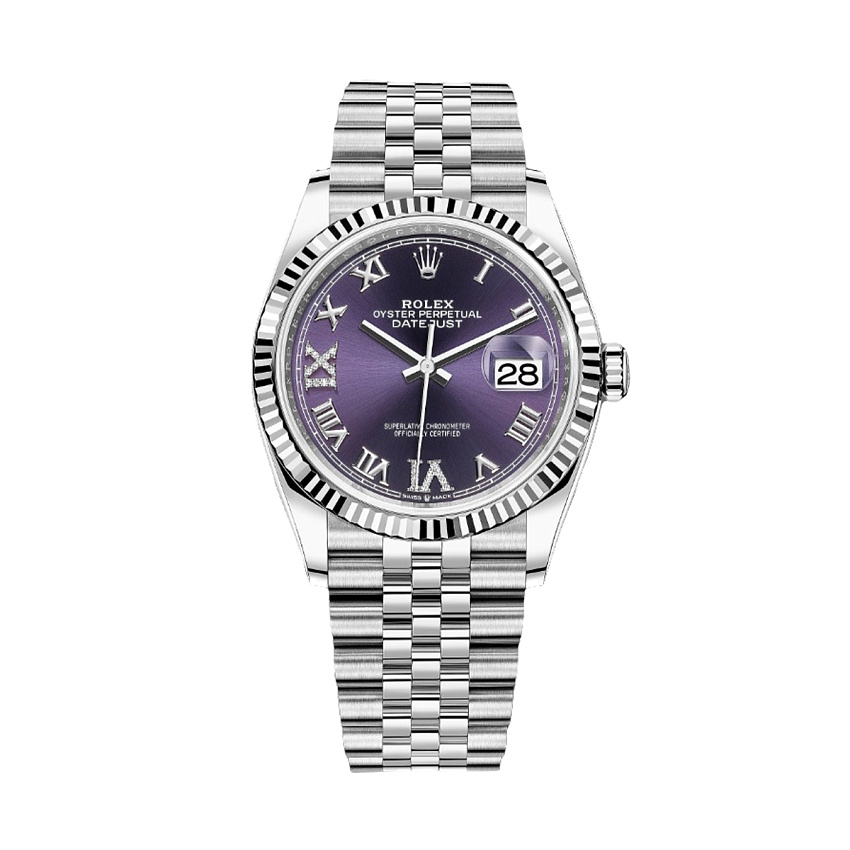 Datejust 36mm Steel & White Gold Purple Dial