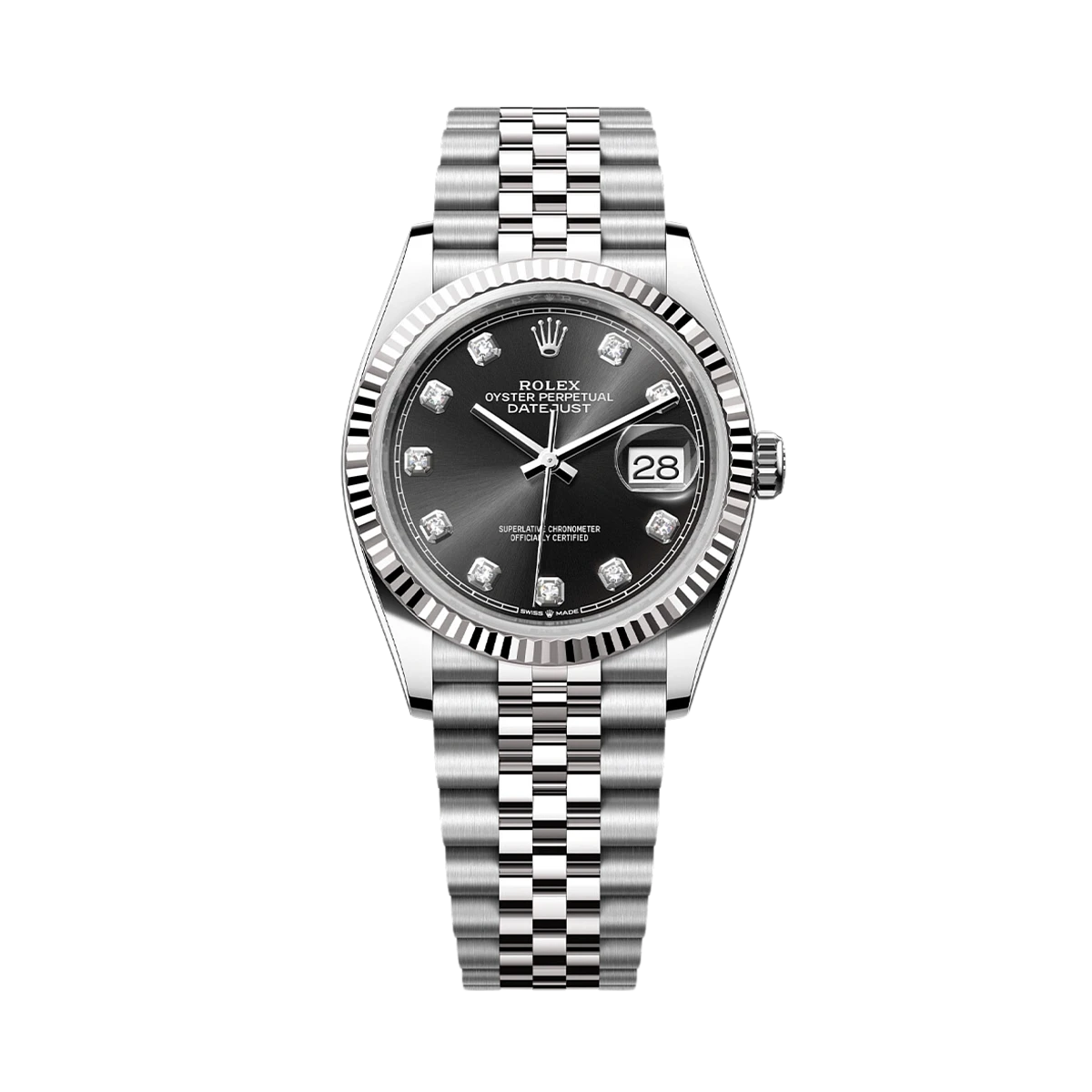 Купить копии элитных часов  Rolex Datejust 36mm Steel &amp; White Gold Black Dial Diamonds 126234: в наличии!