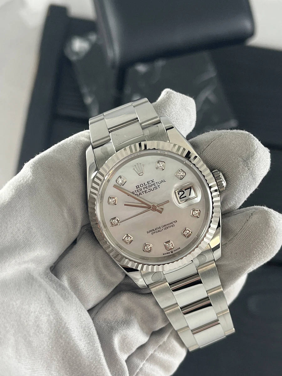 Купить копии элитных часов  Rolex Datejust 36mm Steel &amp; White Gold Diamonds Mother of Pearl 126234-0020: в наличии!