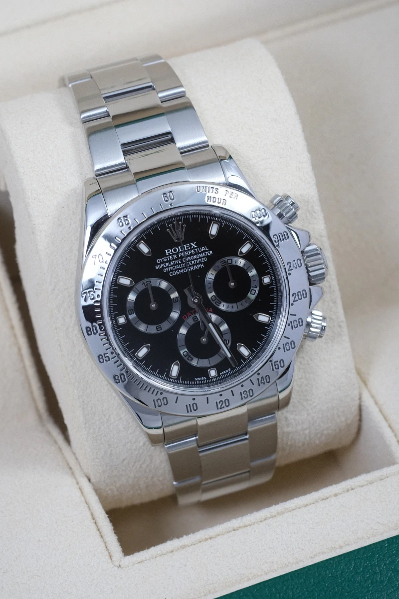 Купить копии элитных часов  Rolex Cosmograph Daytona Steel Black Dial 116520: в наличии!