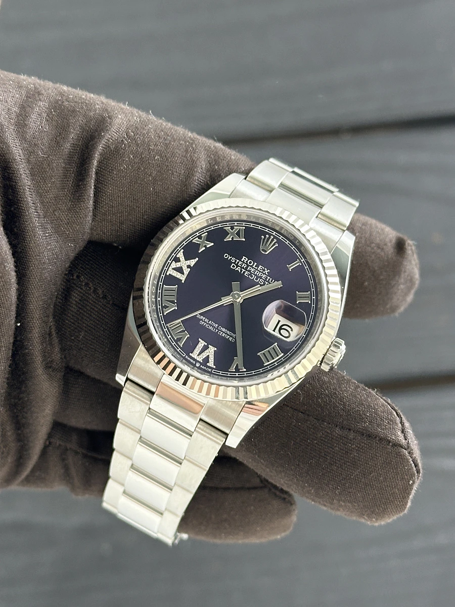 Купить копии элитных часов  Rolex Datejust 36mm Steel &amp; White Gold Purple Dial Oyster 126234: в наличии!